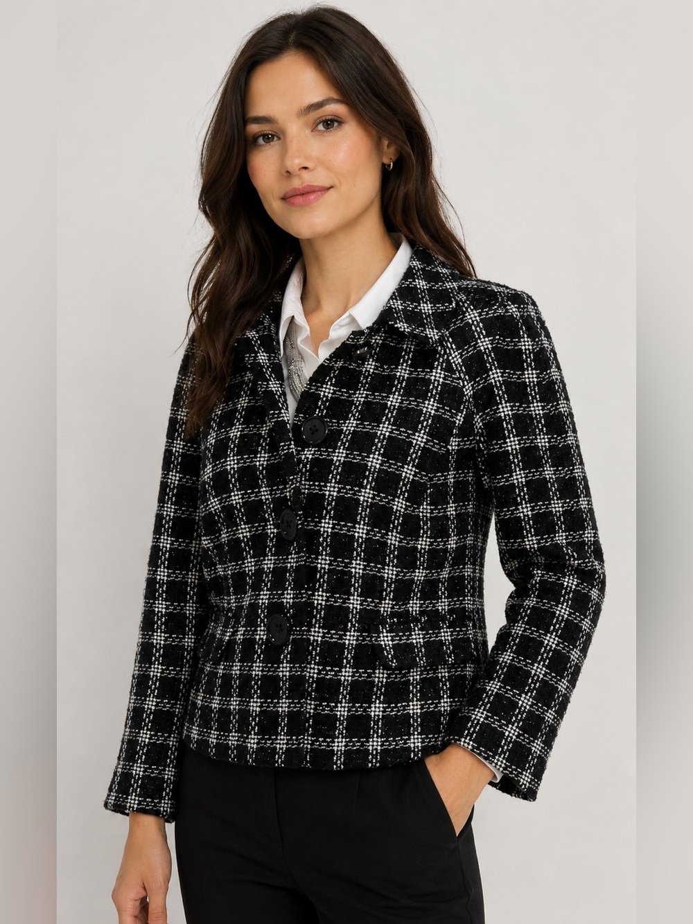 Briggs New York Black & White Sparkle Blazer 14P